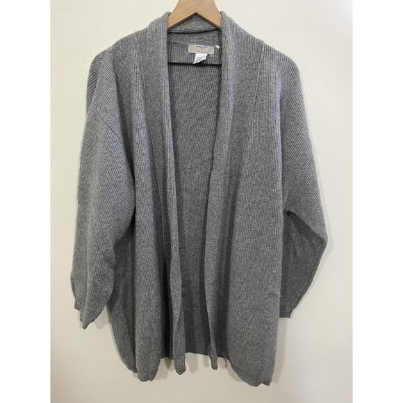 Scandi Minimalist Angora Cashmere Blend Duster Cardigan XL Quiet Luxury Preppy - Picture 1 of 13